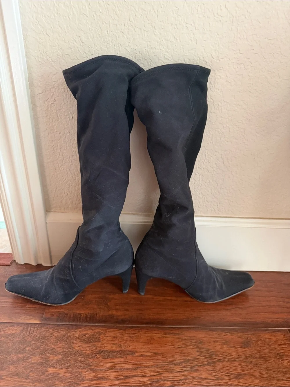 ANTONIO MELANI Black Over-The-Knee Pointed Toe Stiletto Boots
